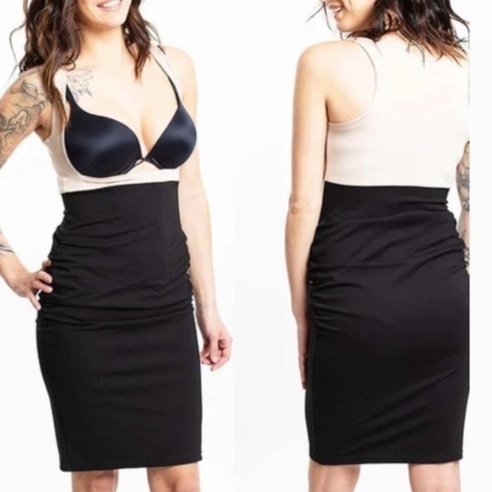 Lait de poule Maternity Nursing Beige and Black Bodycon Dress Size Large